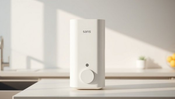 Minimalist Sans water purifier on kitchen counter.