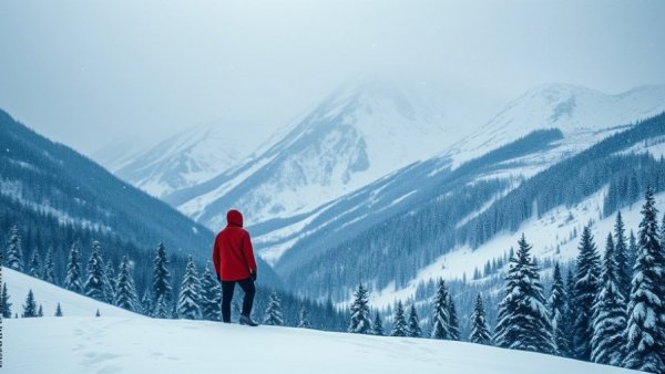Printable snowflake coloring pages with a snowy mountain landscape.
