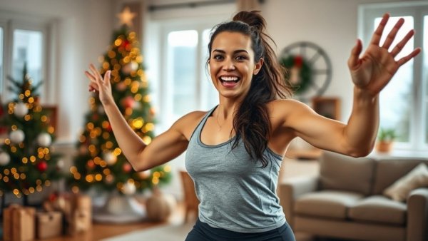 Energetic woman doing a fitness challenge during 7 Day Holiday Challenge.