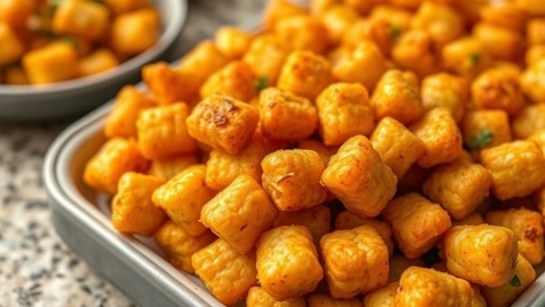 Delicious sweet potato tater tot casserole with vibrant toppings.