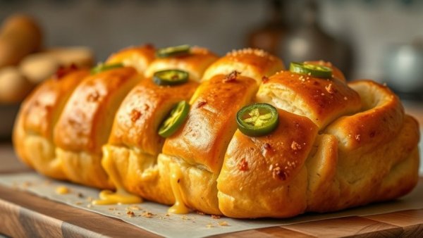 Jalapeño Cheddar Pull-Apart Bread with melted cheese topping