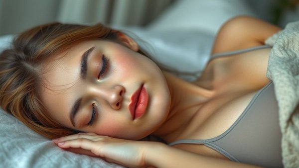 Serene young woman relaxing indoors, natural lighting