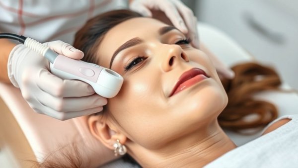 Woman receiving Ultherapy treatment in a clinical setting.
