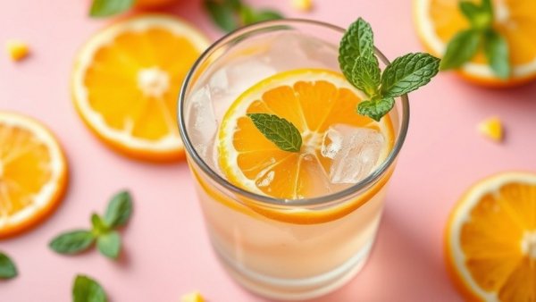 Coconut Citrus Nature’s Gatorade in a glass with mint and citrus slices.
