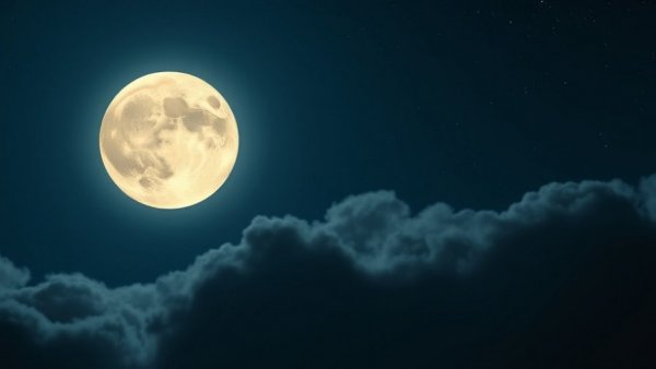 Night sky with full moon and soft clouds, total lunar eclipse rituals for wellness.