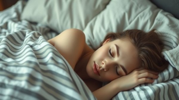 Impact of sleep on heart health: Woman sleeping in cozy bed.