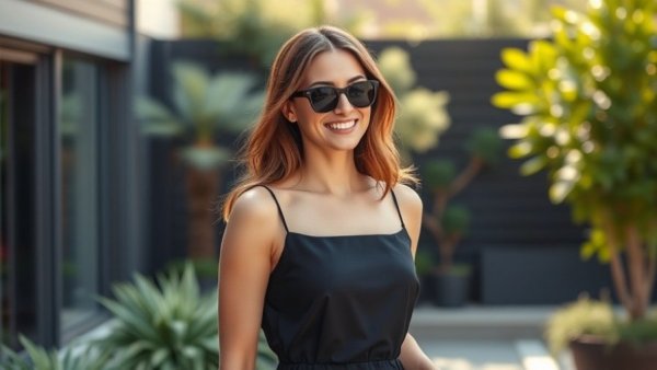 Little Black Dress Summer Fashion collage of a woman in different stylish outfits.
