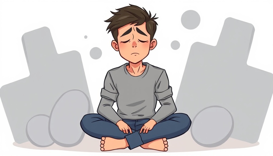 Illustration of a young man experiencing emotional distress, trauma changes your brain and body.