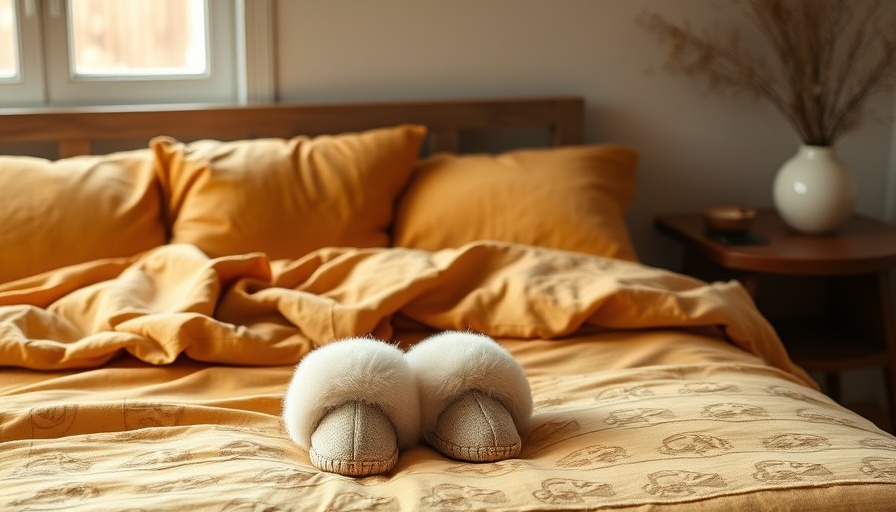 Minimalist bedroom setup showing sleep routine with mustard linens.