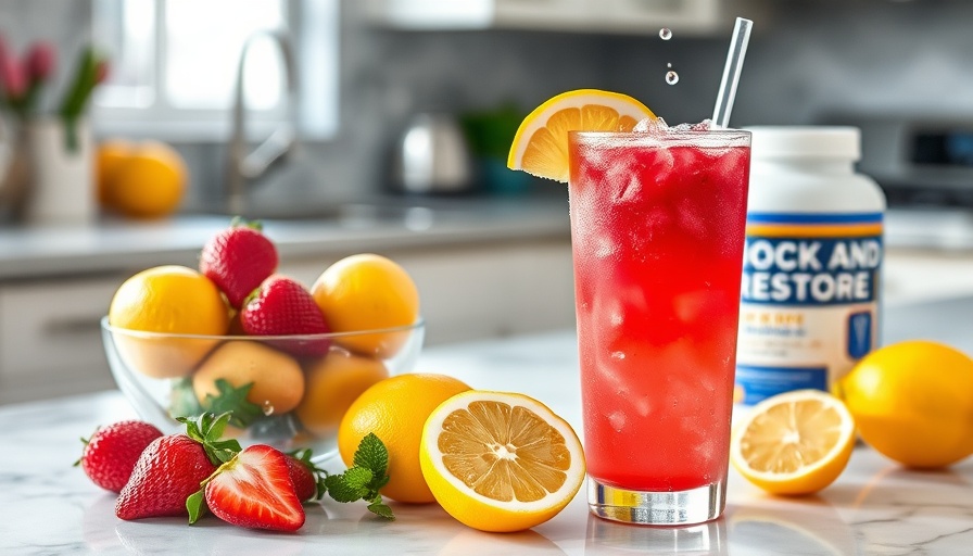 Berry Lemonade Workout Slushie with lemons and strawberries.