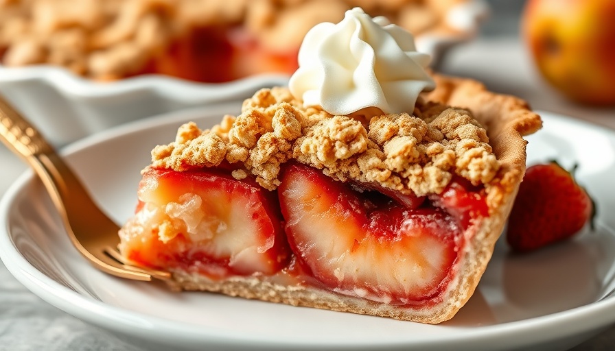 Strawberry apple pie slice with whipped cream, recipe.