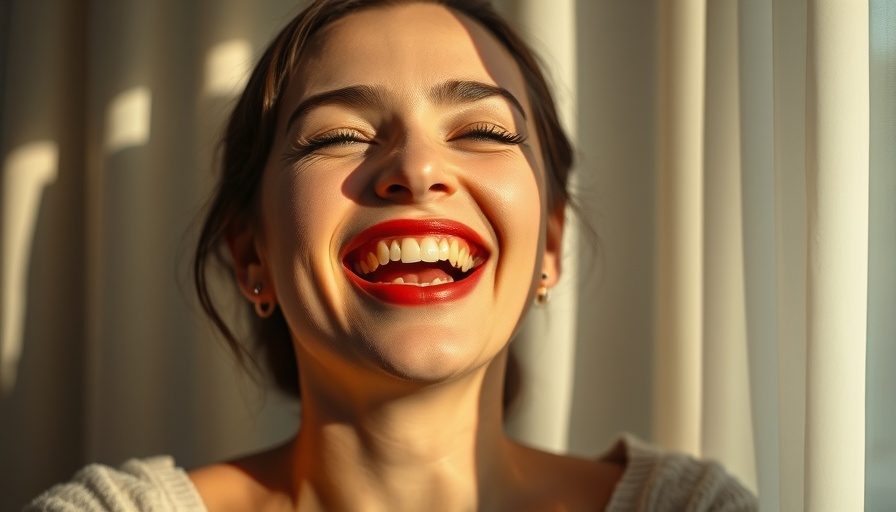 Joyful woman laughing behind hand, changing landscape of menopause.