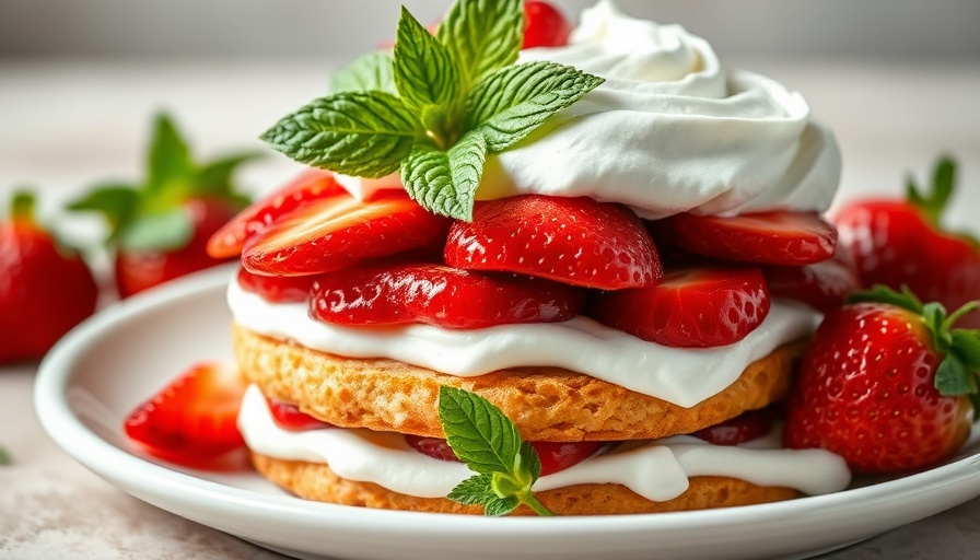 High-protein strawberry shortcake with fresh strawberries and mint.