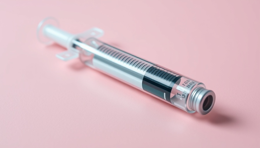 Syringe and vial for Botox procedure on pink background.