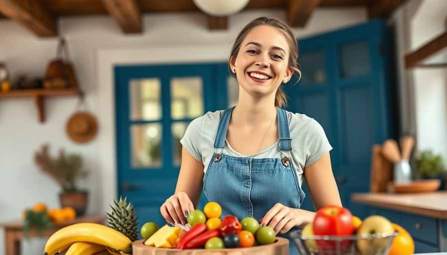 Woman preparing antioxidants that fight free radicals in a sunny kitchen.