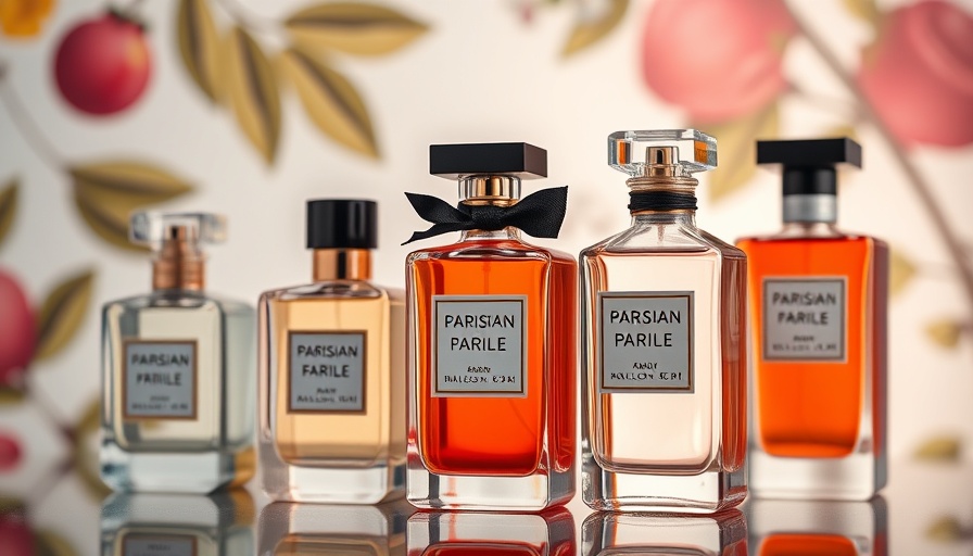 Luxurious Parisian fruity fragrances in elegant bottles.