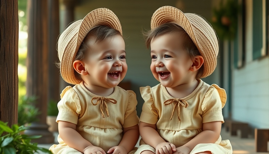 Create joyful weekend moments with twin toddlers laughing on a porch.