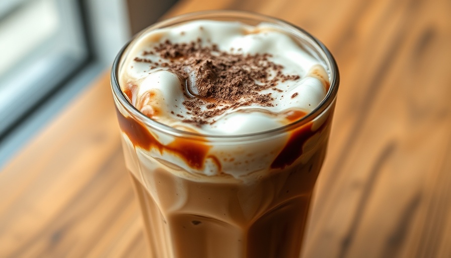 Starbucks Protein Cold Foam over iced coffee on a table.
