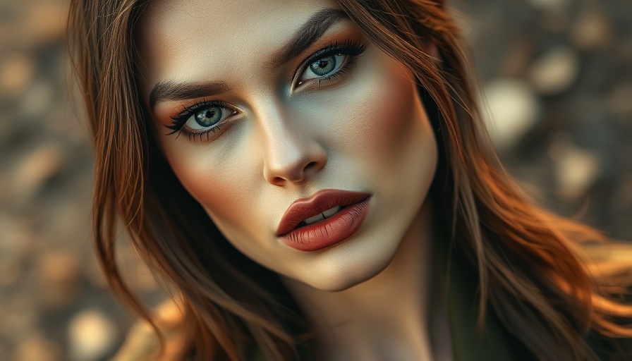 Model with unexpected lip color representing fall trends.