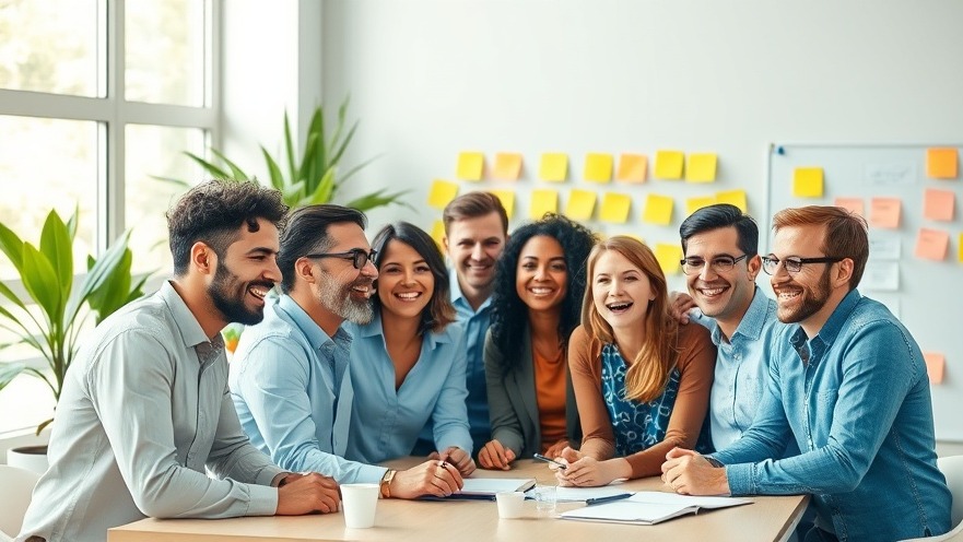 Diverse professionals collaborating in a vibrant office, showcasing teamwork and creativity.