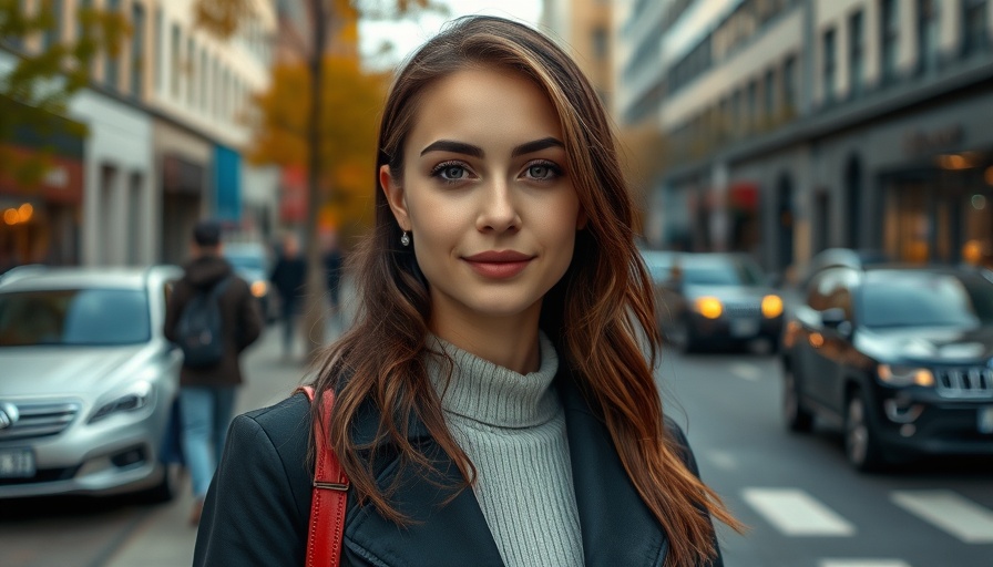 Confident young woman in urban setting reflecting women's political engagement and leadership.