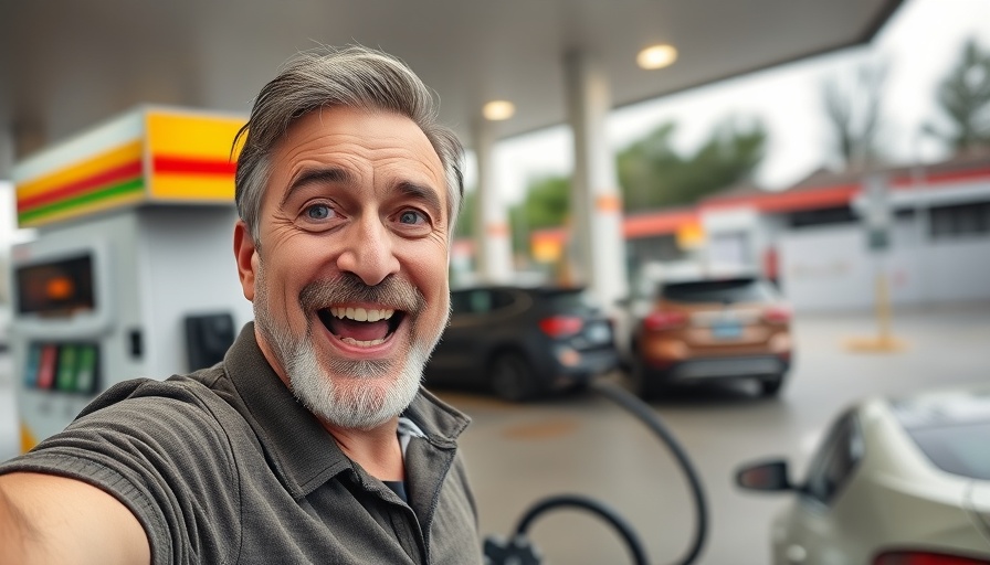 Man taking selfie at gas station, referencing EPA Endangerment Finding Repeal.