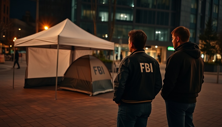 Individuals observing tent, highlighting homelessness in Washington D.C. at night.