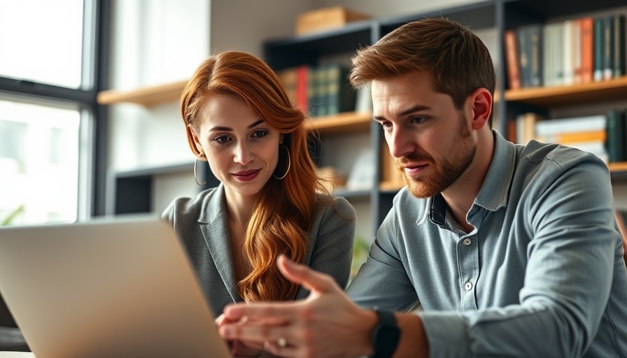 Effective communication in leadership, two people discussing in office.
