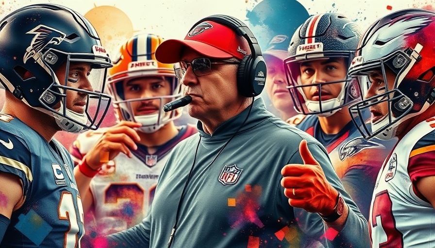 Dynamic collage of NFL personalities for 2025 predictions.