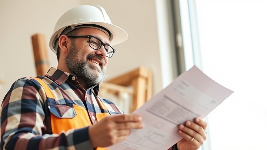 Happy general contractor reviewing his insurance bill