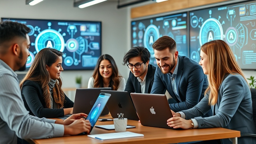 Diverse professionals enhancing business efficiency using AI tools for small teams.
