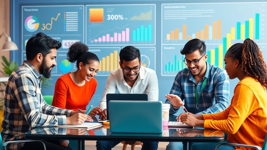 Diverse professionals analyzing SEO performance data and graphs, boosting organic traffic.