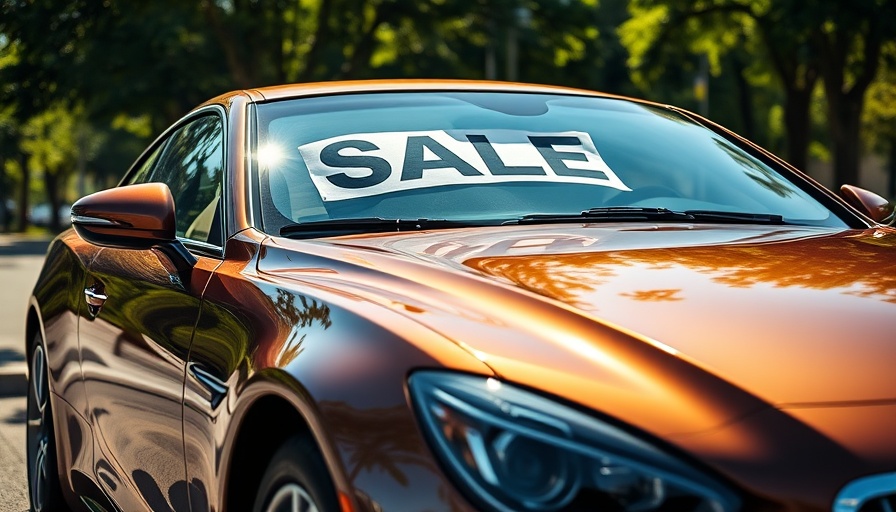 Brown car displaying sale sign, illustrating car color depreciation.