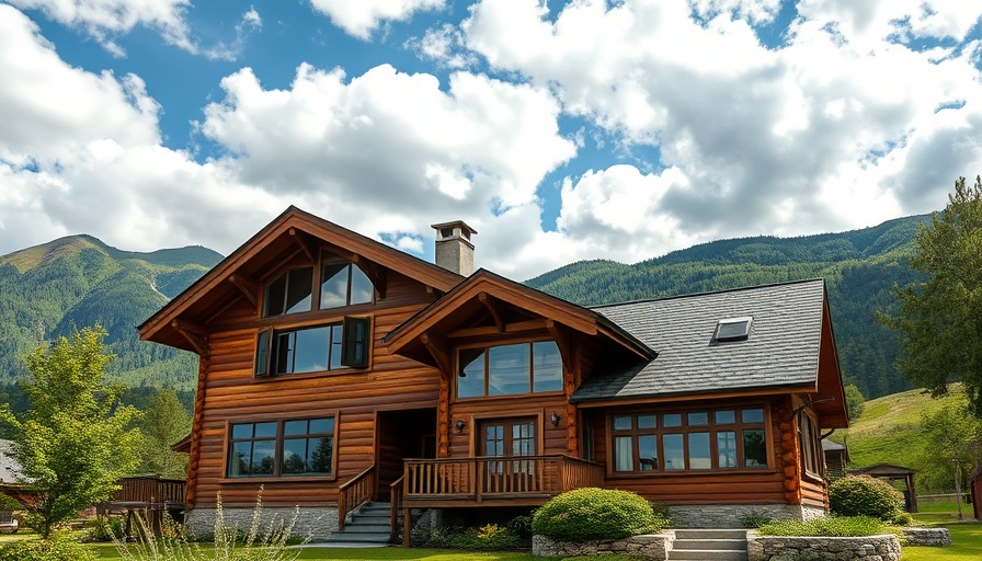 Rustic house exterior with mountainous backdrop, home sale tax reporting.