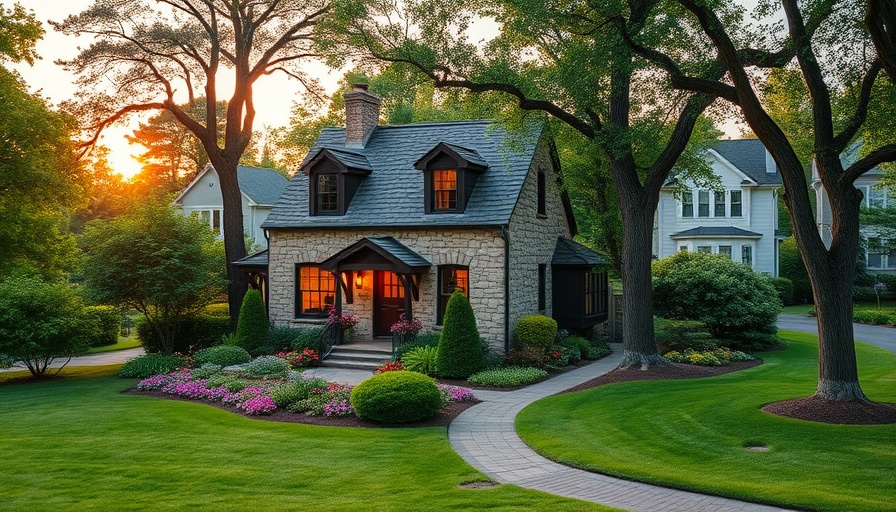 Stone house at sunset with garden, illustrating home pricing for realtors.