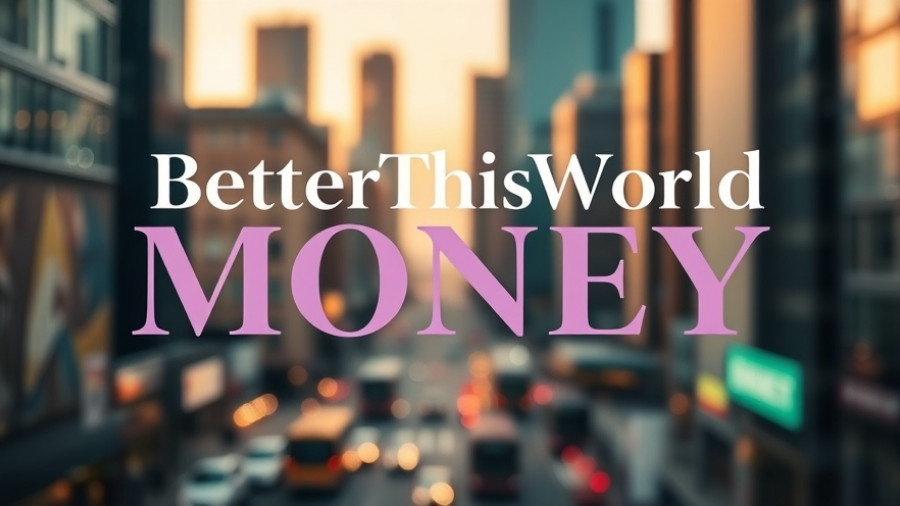 Elegant BetterThisWorld Money text with urban bokeh.