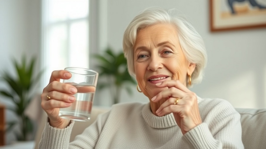 Older woman taking a supplement for menopause symptoms, creatine benefits.