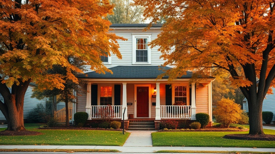 Charming suburban house for structural inspection, autumn foliage.