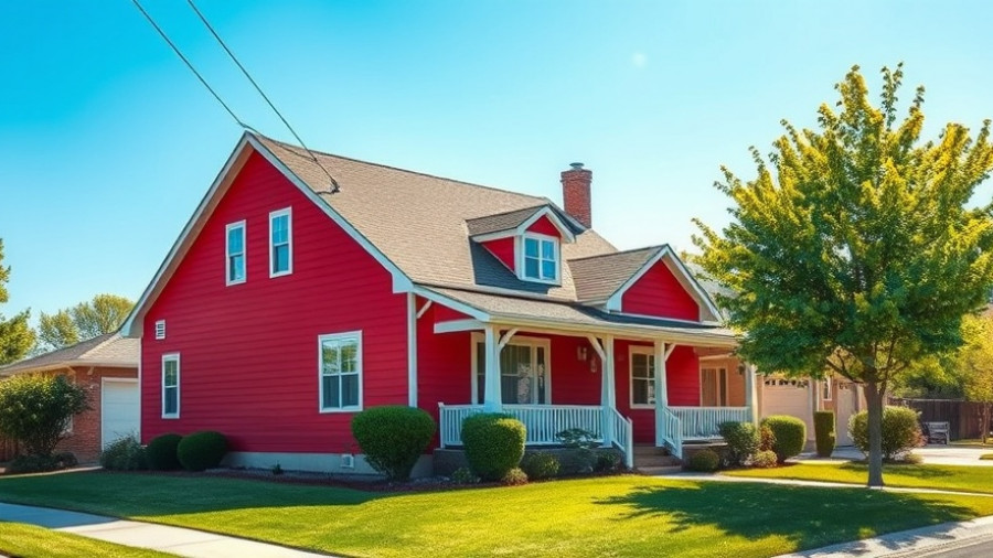 Charming suburban red house, ideal for flat rate real estate agents.