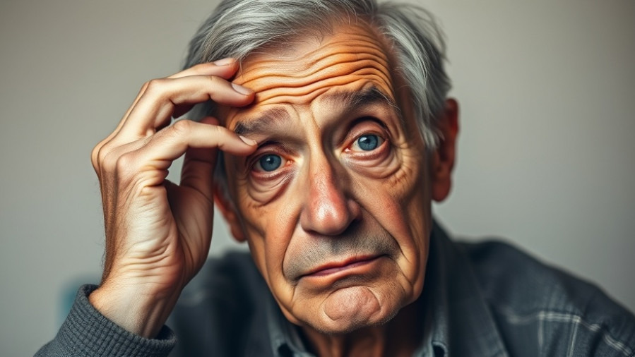Elderly man pondering memory issues, reflecting on cognitive health in aging.