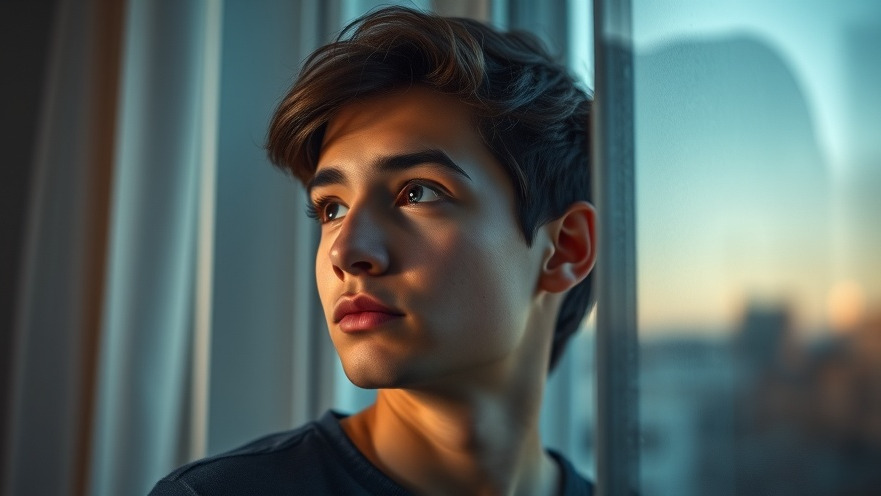 Contemplative young adult reflecting on self-grounding techniques and transcendence.