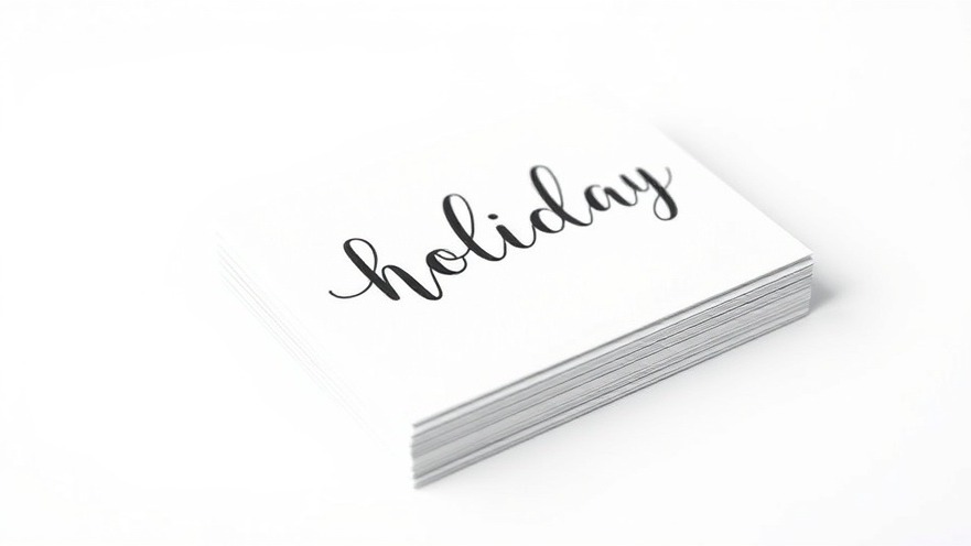 Minimalist personalized holiday cards stacked elegantly, showcasing eco-friendly design.