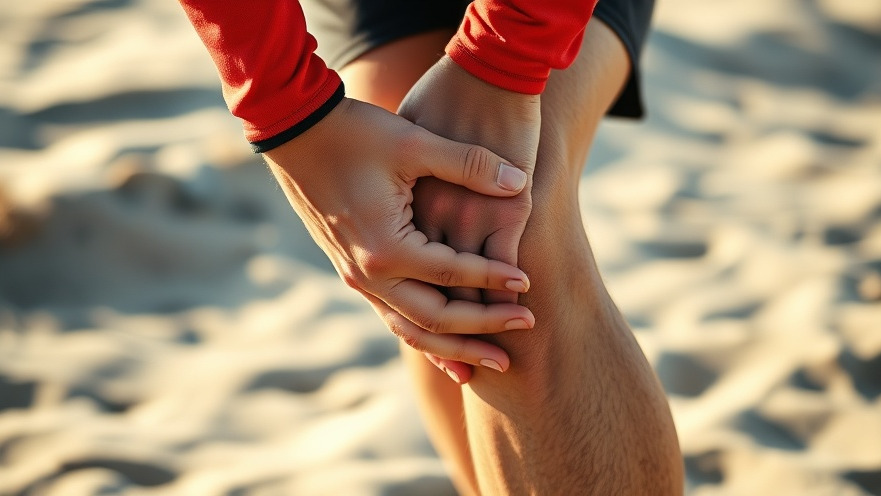 Close-up of hands gripping knee in pain, highlighting joint health and arthritis relief.
