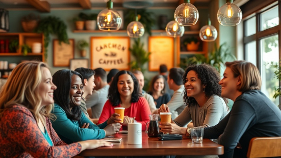 Happy customers enjoying a cozy café, showcasing customer loyalty strategies for local business growth.
