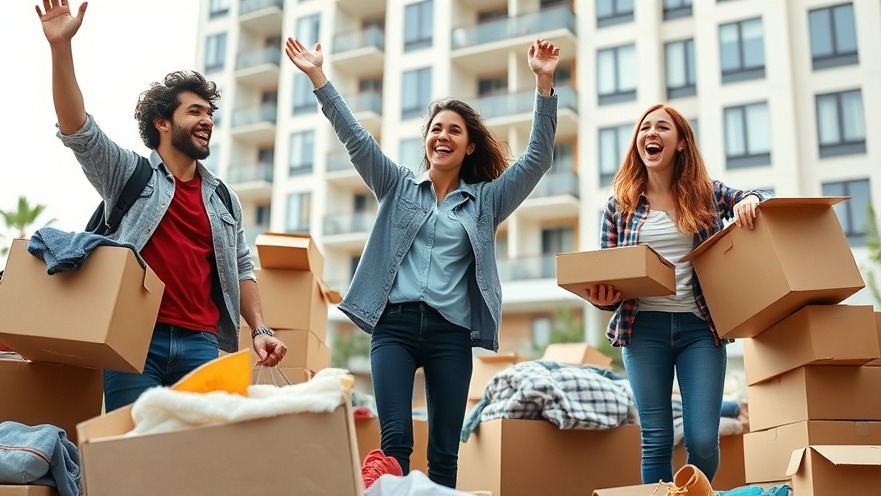 Energetic college students unpacking, showcasing college living essentials and student safety.