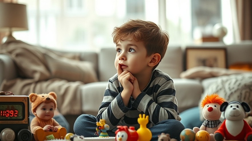 Young boy reflecting on childhood memories, fostering emotional healing at home.
