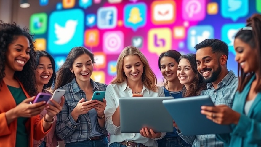 Diverse group engaged in Social Media Automation for Local Business Engagement.