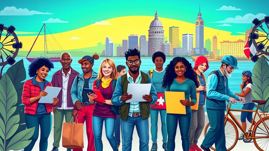 Diverse Maryland gig workers creating income streams amidst iconic landmarks.