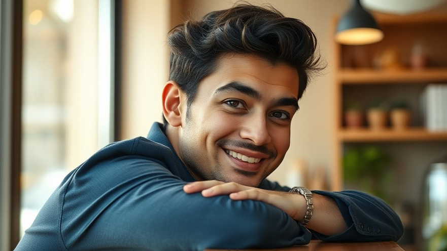 Confident young business owner in warm light, embodying professional growth and motivation.