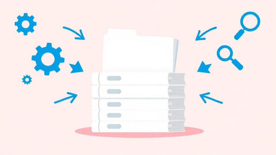 Illustration of organized white folders symbolizing team alignment and business efficiency.
